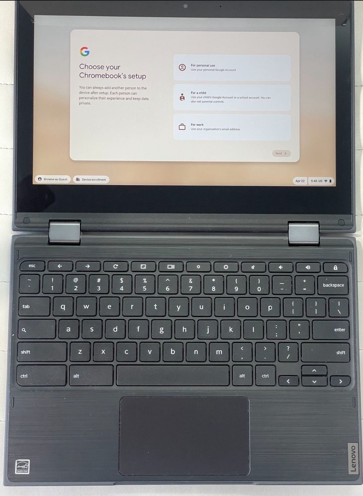 School Laptop Lenovo Chromebook 300e 2nd Gen 11.6" 2in1 Laptop - MTK 8173c, 32gb, Ram 4GB TOUCHSCREEN
