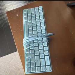 Light Blue Wired USB Standard Keyboard English QWERTY Plastic