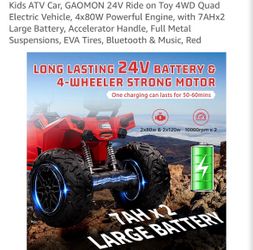 Kids electric motorcycle 24v-4 Wheeler-KidsATV