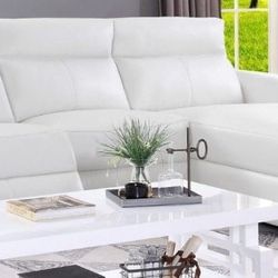 Brand New Snow White Power Reclining Chaise Sectional