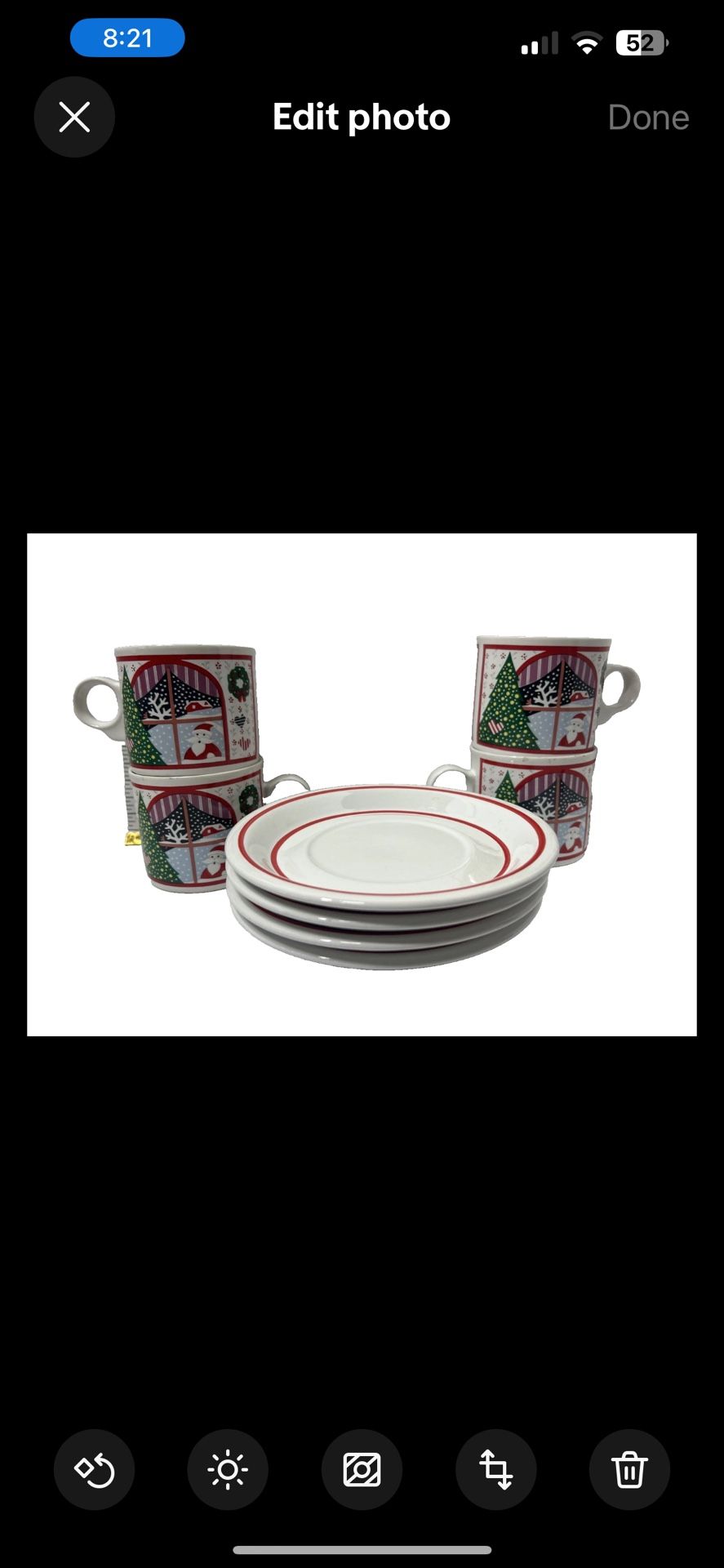 NORITAKE Mug/ Saucers lot of 8 TWAS THE NIGHT BEFORE CHRISTMAS 8100