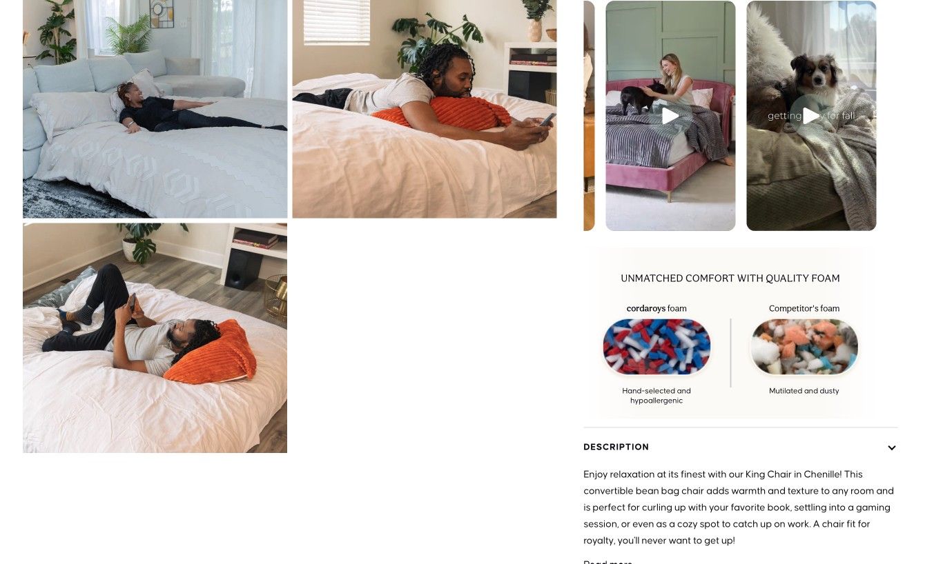 King Size Bean Bag Chair / Bed!