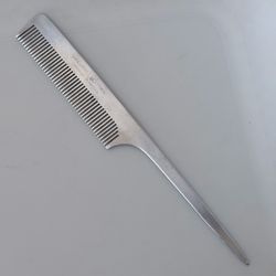 Vintage SWEDISH CROWN Aluminum Metal Rat Tail Comb 252 SWEDEN Barber Handmade