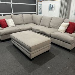 Beautiful Light Gray Living Spaces Sectional Sofa  Couch With Ottoman!