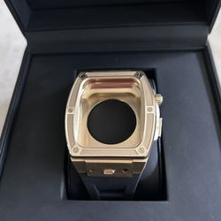 Ryueuya Luxury Apple Watch Case/Band For Series 9/8/7/6/5/4/SE Gold/black color