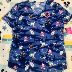 ScrubStar Polar Bears Scrub Top, Stretchable Material With 2 Front Pockets Size Medium, 2XL, 3XL