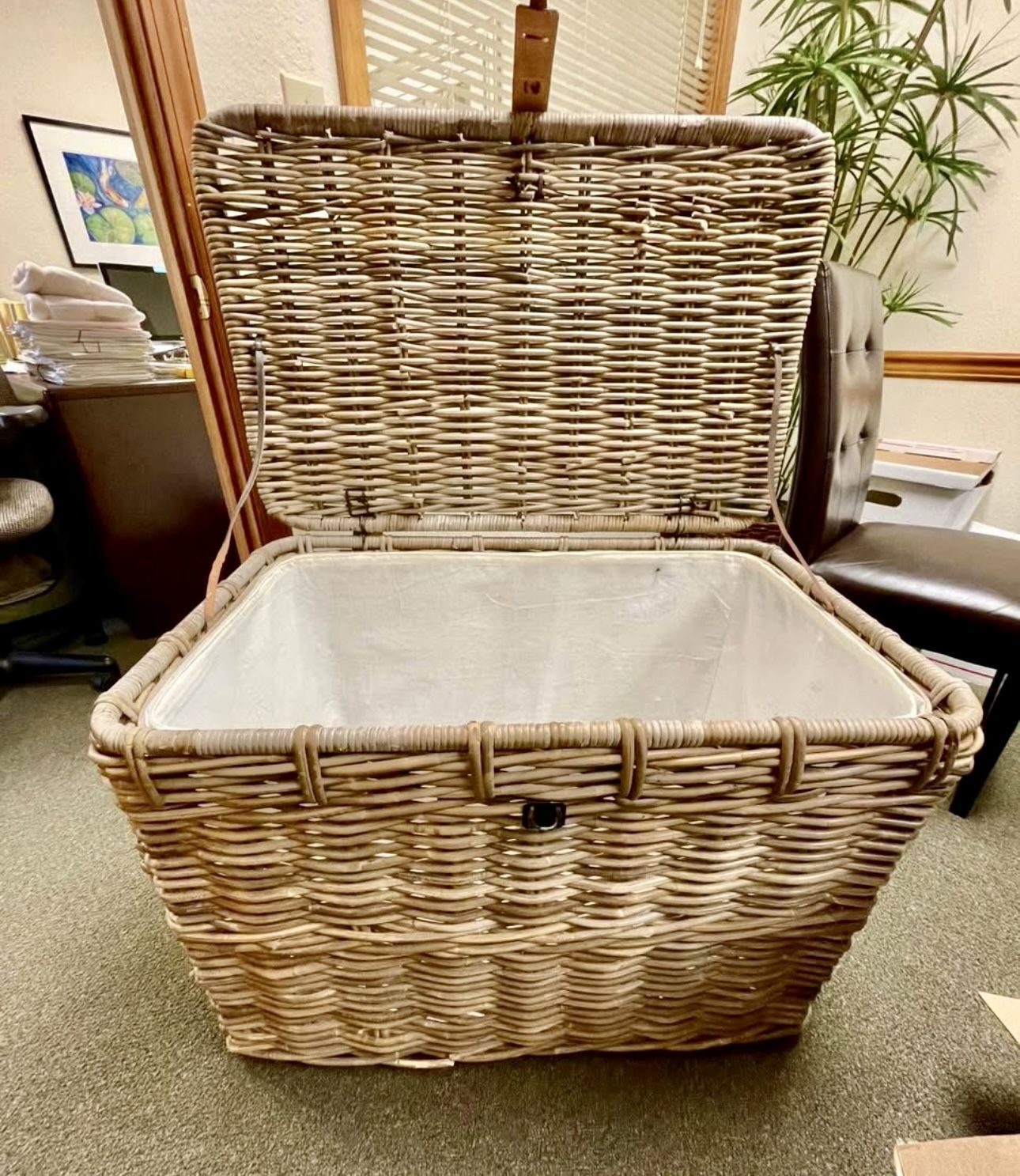 Rattan Trunk W/Leather Straps