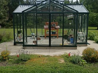 Large Glass Greenhouse with Black Aluminum Frame