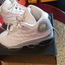 Kids Jordan 13 Retro White Blue Grey Shoes