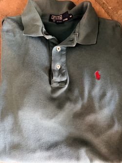 Vintage Polo Ralph Lauren Men’s Medium Green Gray Polo Shirt Red Pony Classic