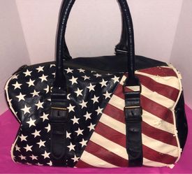 Stars and Stripe Leather Look Satchel American Style Bag Blue Red White Accessories