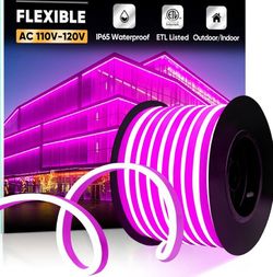 66Ft GZBtech Flexible LED Neon Rope Lights 66FT,AC 110-120V Waterproof Strip Light, 120 LEDs/M Cuttable Connectable Neon Lighting for Indoor Outdoor H