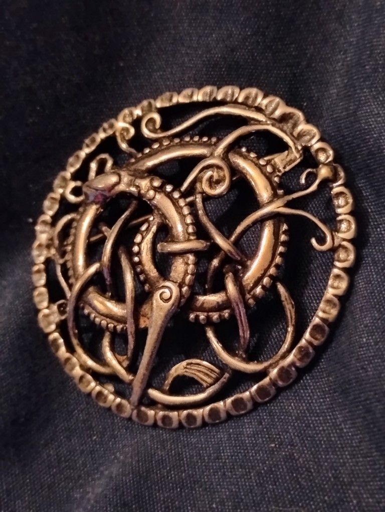 Vintage Sterling Silver Viking Brooch