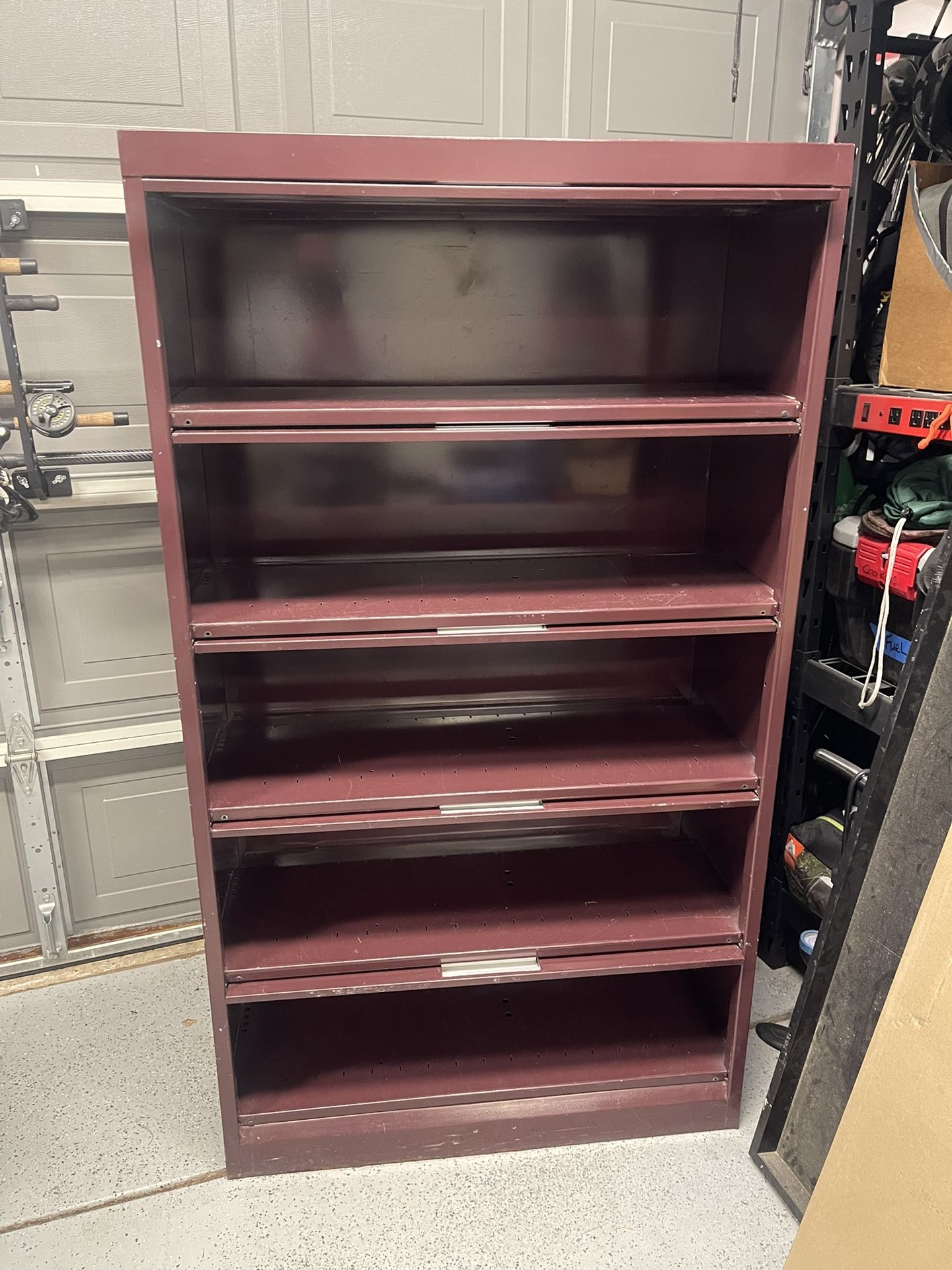 Metal Barrister Style Bookcase-Burgundy.
