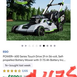 EGO POWER+ 600 Series Touch Drive 21-in 56-volt, Self-propelled Battery Mower with O 7.5 Ah Battery Inc..