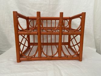 Orange Rattan Wine Rack