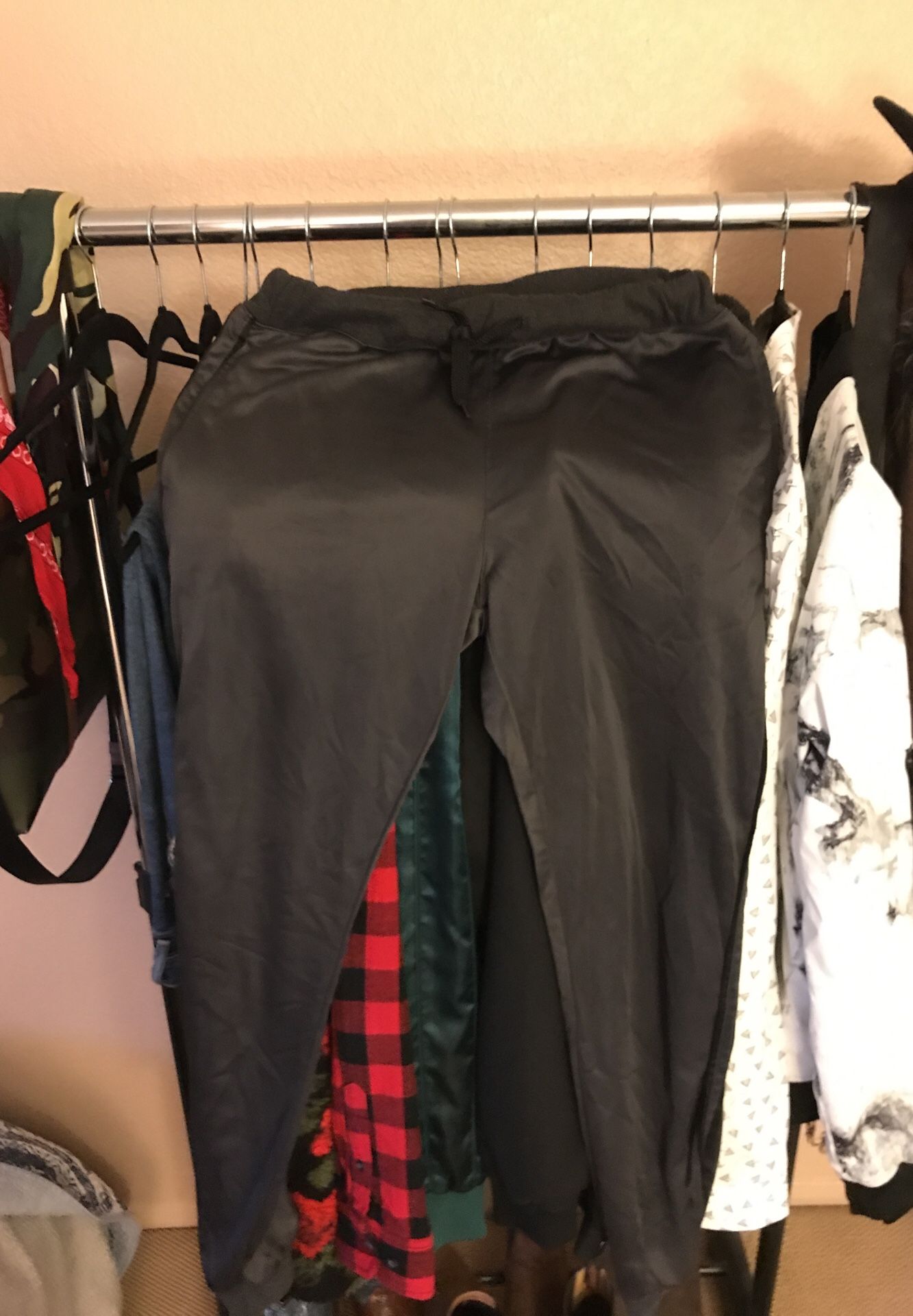 Gray shinny sweat joggers