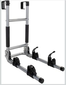 Camco RV Ladder Mount Bike Rack - Easily Holds 2 Bikes & Folds for Convenient RV Storage - Max Weight Capacity of 60 lbs - Designed w/Heavy Duty Steel
