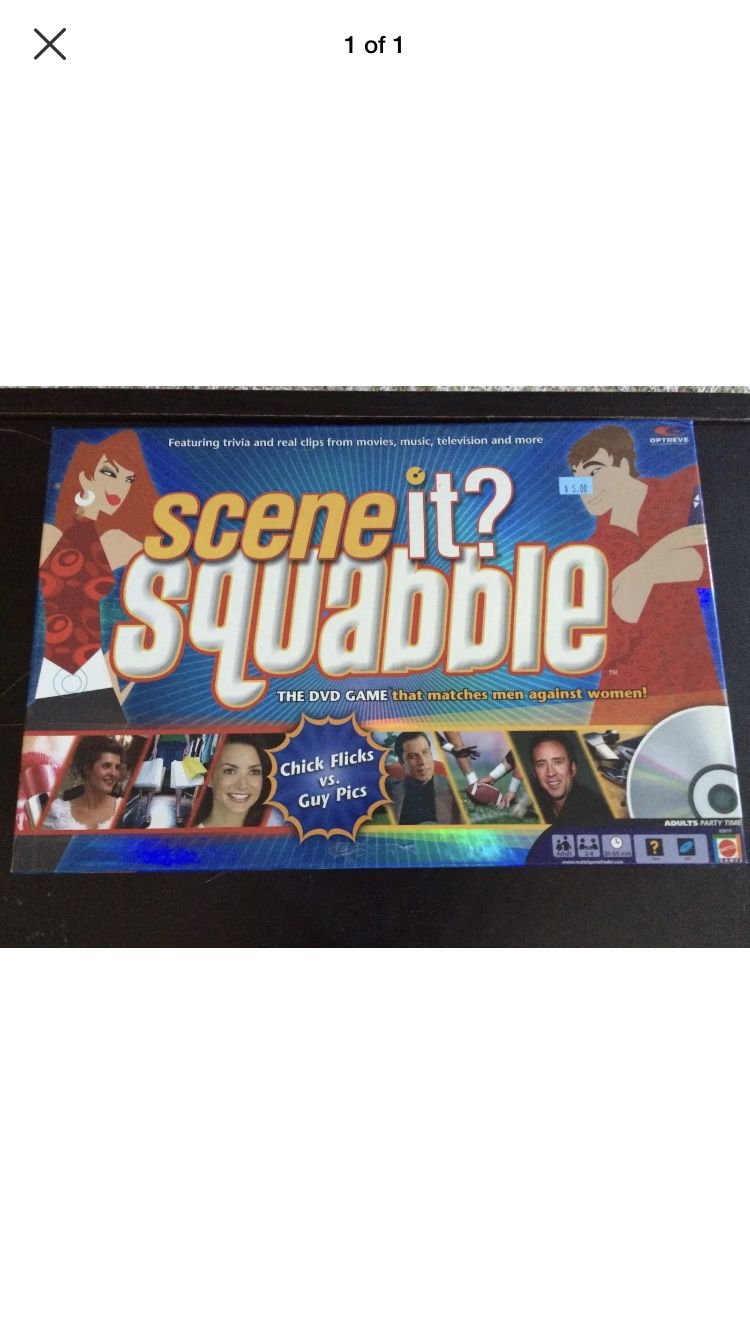 Scene It? Squabble DVD Board Game Men Against Women Girl Flicks vs Guy Pics NEW