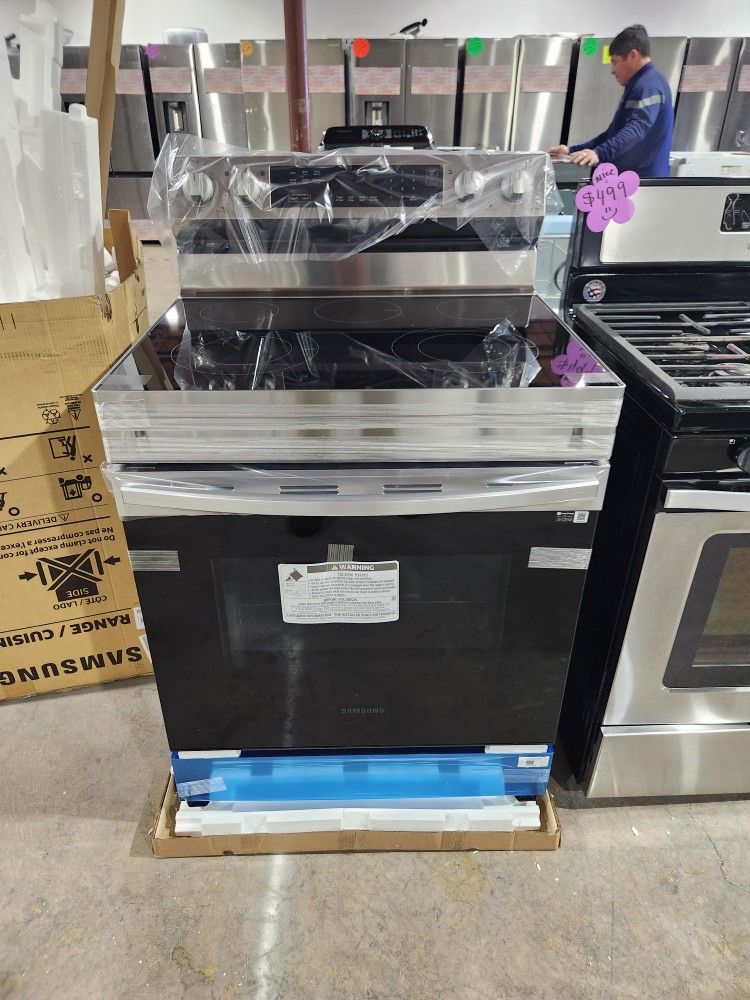 Stove Glasstop 4 burners electric stainless steel Samsung brand new open box