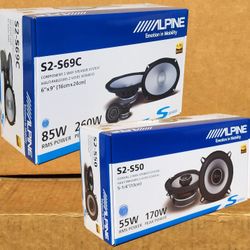 Alpine S Series Car Speakers Set 5.25" Coaxial & 6x9" Component Speaker System 430 Watts Package 🚨 Payment Options Available 🚨 No Credit Needed 🚨