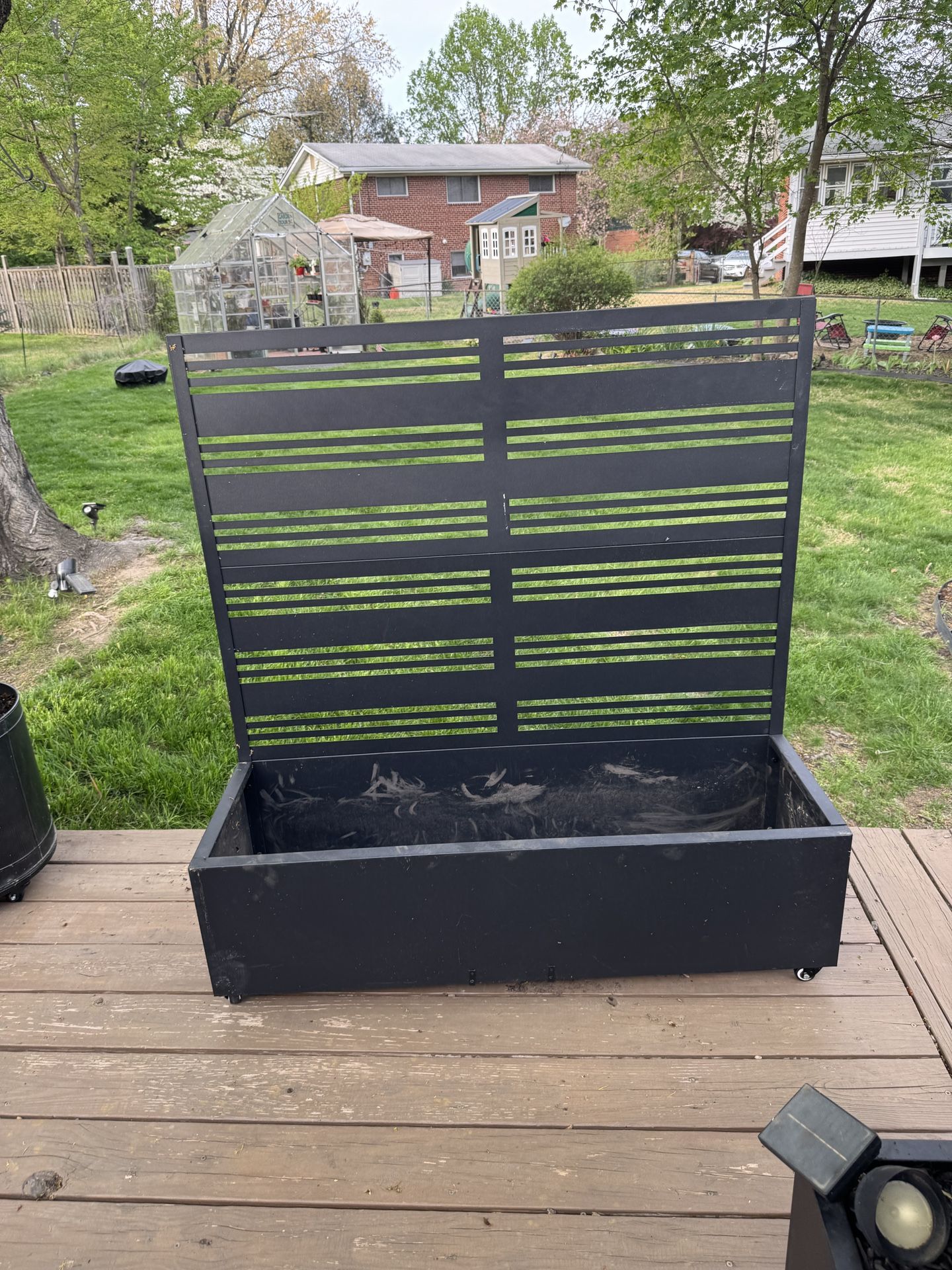 Metal Planter Box with Trellis with Wheels