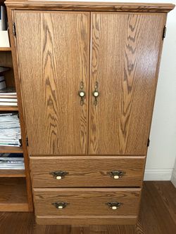 Oak Wood Armoire Storage Cabinet