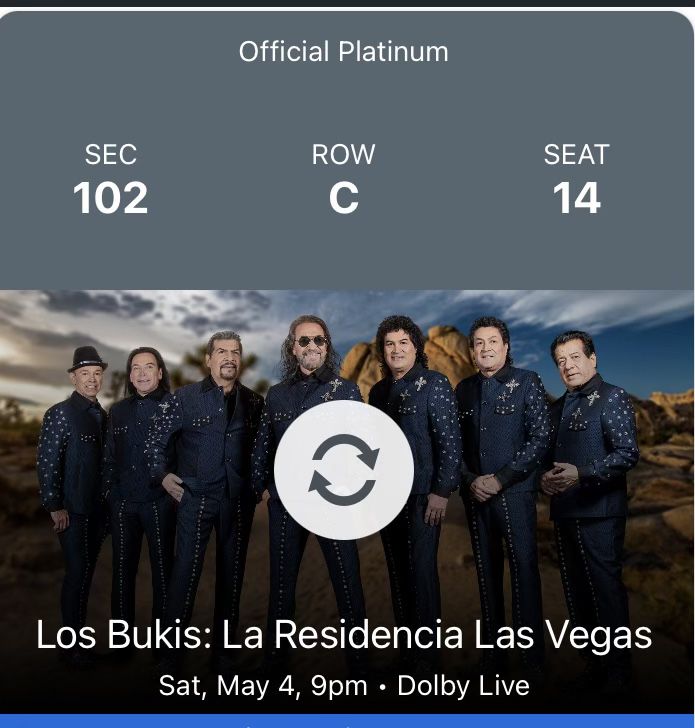 2 Ticket Los Bukis La Residencia Las Vegas May 4 