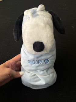 Snoopy Plush Stuffed Animal with Blue Blanket