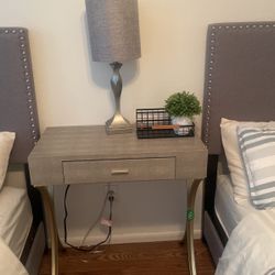 Small Silver Leather Desk 