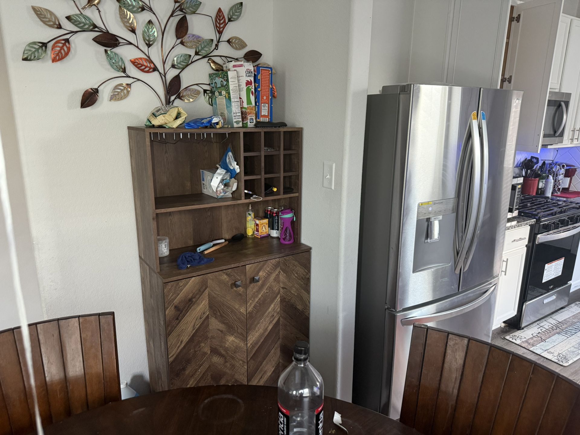 Modern Wood Wine Bar Cabinet with Storage & Bottle Rack – Like New!