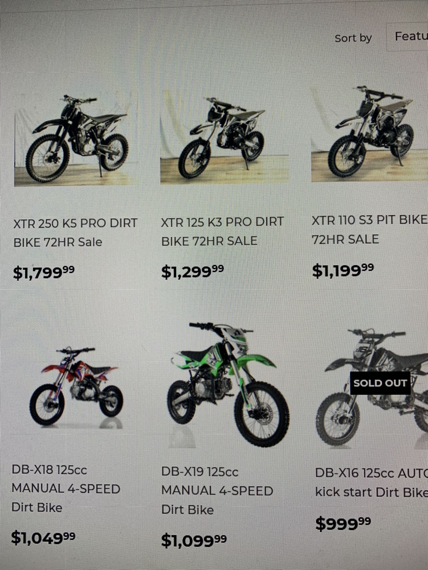 250cc Dirt Bikes On Sale 72HR Sale At Turbopowersports Com