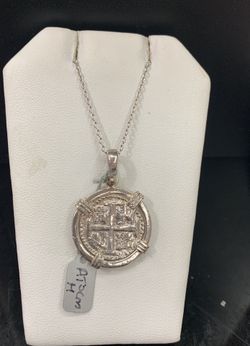 Atocha silver coin pendant with silver chain