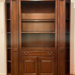 Plunkett Home Furnishings Shelving Cabinet w/ Display Light & 2 Side Bookshelves