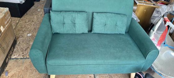 Shintenchi 48'' Loveseat Sofa, Mid-Century Modern Upholstered Couch Deep Seat with 2 Pillows, 10"