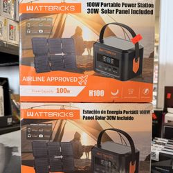 WATTBRICKS 100W Portable Power Station + 30W Solar Panel Included Brand New In Box