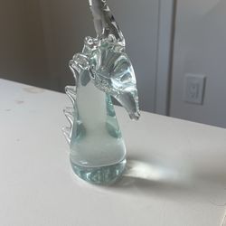 Vintage Crystal Glass Unicorn Head Paperweight Figurine 