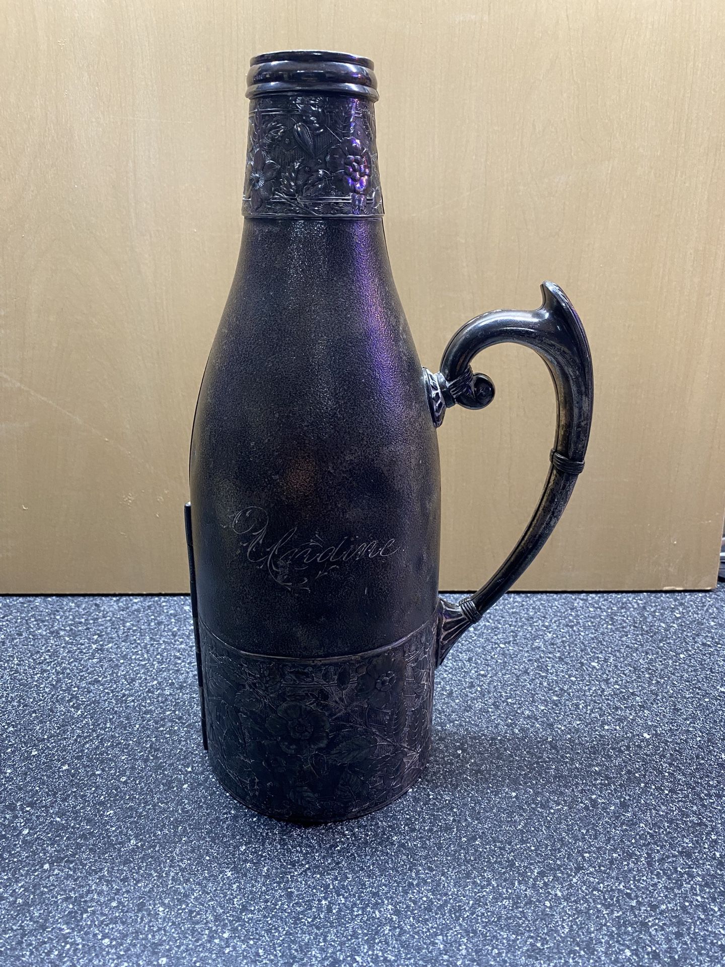 Antique Silver Plated Wine Bottle Holder