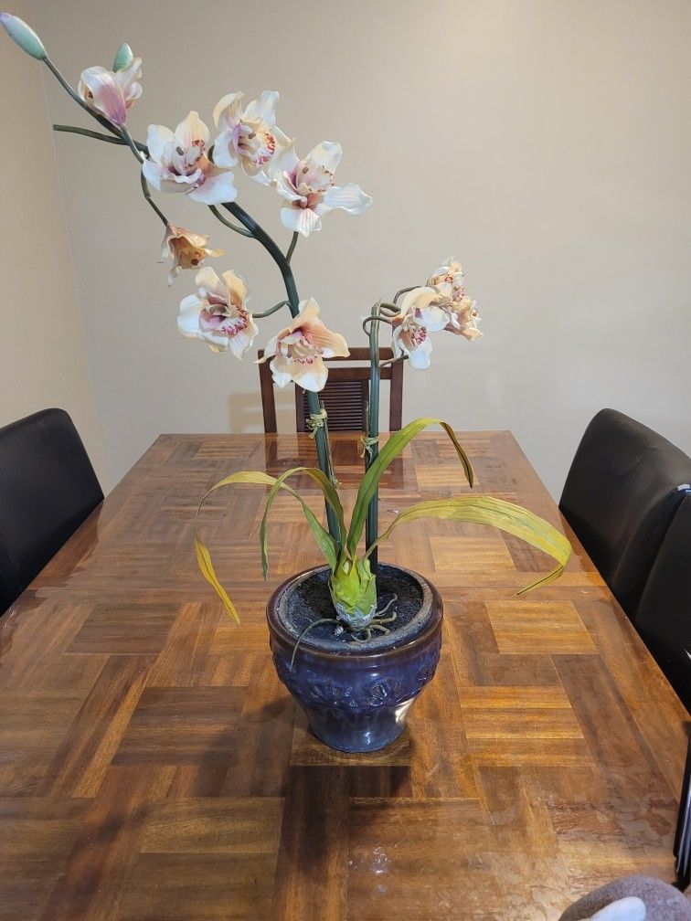 Artificial Orchid Flower With Ceramic Pot