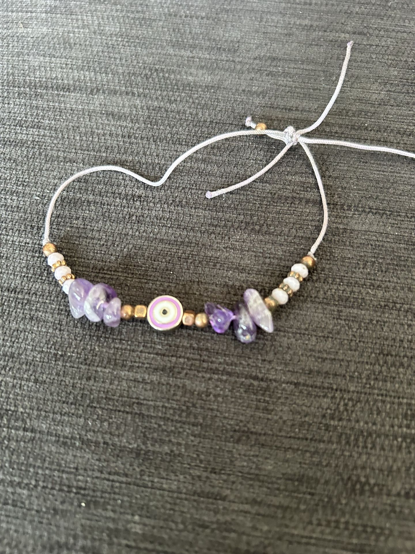 Purple and gold beaded bracelet 