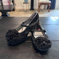 Girls Stride Rite Dressy Black Ballet Shoes size 9C