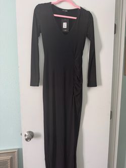 Fashion Nova Black Long Sleeve Maxi Dress