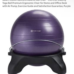 Gaiam Classic Backless Balance Ball Chair – Exercise Stability Yoga Ball Premium Ergonomic Chair for Home and Office Desk with Air Pump, Exercise Guid