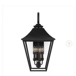10 Boxes Galena Large 4-Light Textured Black Outdoor Hardwired Wall Lantern Sconce with Clear Glass Brand new asking $110 each  Retails is 350 Plus ta