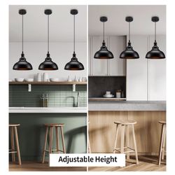 3 Matte Black Pendant Light for Kitchen Island, Barn, Dining Room