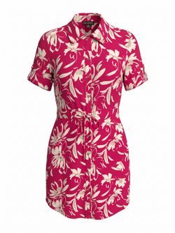 NWT Halston Pink Floral Button-Front Shirt Dress M