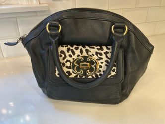 Emma Fox Genuine Leather Black Satchel Purse