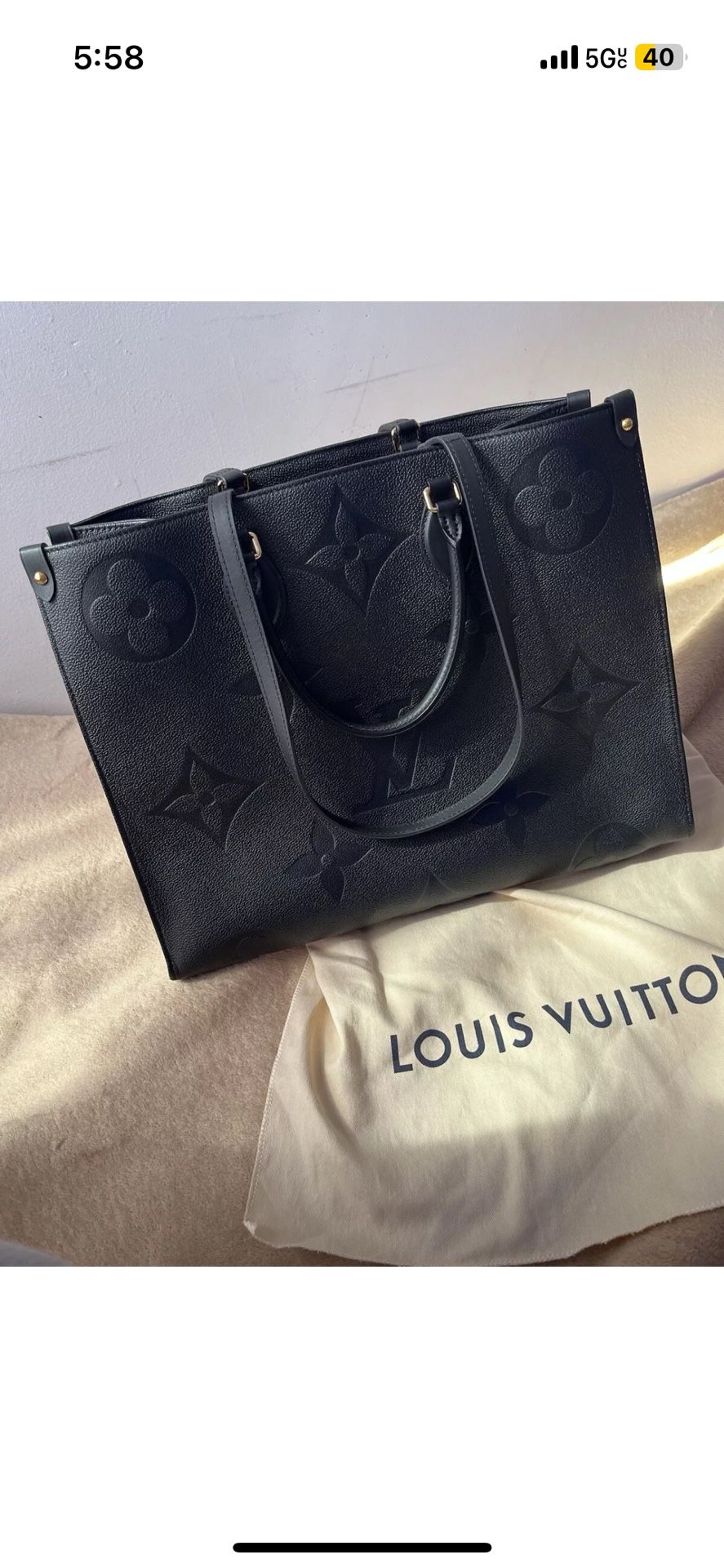 Louis Vuitton Black Monogram Giant Empreinte Leather Onthego MM Bag,All Products : American Fashion Style Bags On Sale