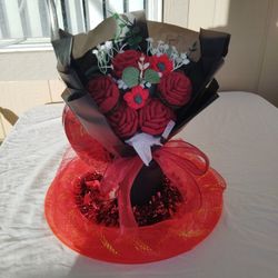 Valentine's Crochet Flowers Basket 