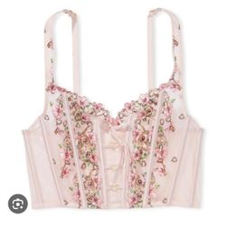 NEW Victoria Secret Bra Pink Size M Corset With Metal Heart Detail Romantic